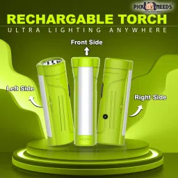 pick ur needs Mini Pocket LED 25W Rechargeable Flashlight Torch With Emergency Side Tube Light 3 hrs Torch Emergency Light image 3