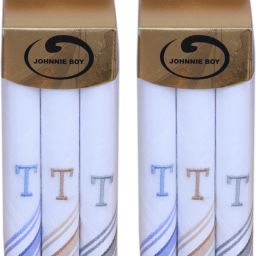 Johnnie Boy Handkerchief for men & boys initials Pack of 6 T ["White"] Handkerchief-image-2