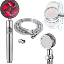 Fan Hand Shower 360 Turbo High Pressure Set with Hose Pipe & Huck For Bathroom Handheld-image-21