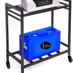 2 Tier Inverter Stand with Wheels Heavy Metal Trolley Battery UPS CPU Stand Trolley for Inverter and Battery-image-4