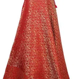 Women Self Design Flared Orange Skirt-image-72