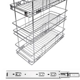 Cup Kitchen Rack Stainless Steel 3 Shelves Bottle Pullout Basket (6 W X 20 D X 21 H) + With 20 Inch Telescopic Channel Steel-image-79