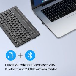 Portronics Bubble Dock Bluetooth, Wireless Handheld Multi-device Keyboard Compatible with Desktop, Laptop, Mac with Tablet/Smartphone holder 12 inch wide & On/Off switch,Compact Tenkeyless image 5