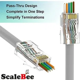 SCALEBEE 20 Pcs RJ45 Cat6 Pass-Through Connector Ends, Cat5, Cat5e, Cat6 8P8C Connector Network Interface Card image 3