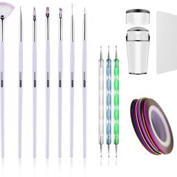 7 Nail Brush, 3 Dotting Pen,3 Nail Tape and Nail Stamp-44