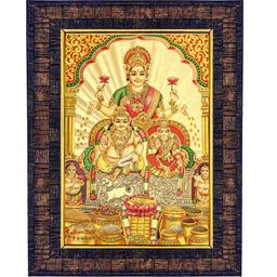 hawai Lord Kubera Lakshmi Goldplated Wooden Photo Frame (8.5x6.5 In) Religious Frame-picture-0