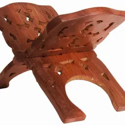 Divine Edge Wooden Pooja Book Stand – A Sacred Companion for Your Spiritual Wooden Brown Rehal-image-71