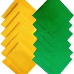 QUEERY Cotton 12 Pieces Hanky ["Yellow-Green"] Handkerchief-image-30