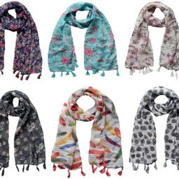 narnari Printed Chiffon Women Multicolor Scarf, Stole-picture-4