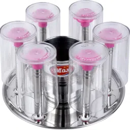 Stainless Steel Glass and Spoon Holder Stand with Spoon Cutlery Organizer (Pink) Stainless Steel Glass Holder-12