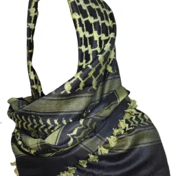 Checkered Cotton Blend Men Black, Green Scarf-image-76