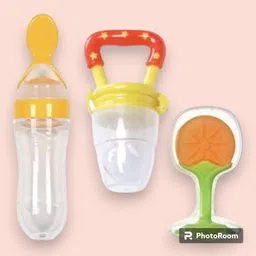 saraswati kart Baby fruit nibbler with fruit teether & spoon feeding bottle for feeding (Set 3) - Silicon-picture-4