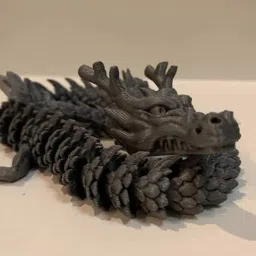 ® 3D Printed Single Flexi Chinese Dragon/Home Decor/Display (Black PLA Plastic)-image-66