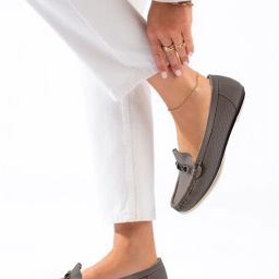 Textured Loafers Casual Slip-On with Metal Bit Loafers For Women-image-86