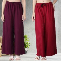 Pack of 2 Women Regular Fit Multicolor Viscose Rayon Trousers-image-30