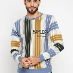 duke Men Woven Round Neck Blue Sweater-picture-2