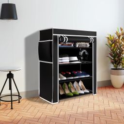 4 Shelf Plastic Pipe & Cover PP Collapsible Wardrobe-image-11