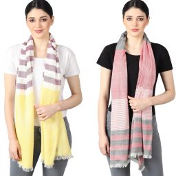 Woven, Striped, Self Design, Solid Viscose, Cotton Viscose Blend Women Multicolor Stole, Scarf, Fancy Scarf-picture-23