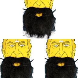 Black 3 pcs Halloween Perform Costume Fake Beards Moustache with Elastic Strap-image-26