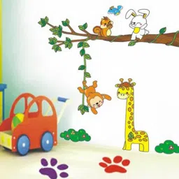 print mantras Tree Branch Giraffe Monkey Rabbit For Kids Room Wall Sticker-picture-25