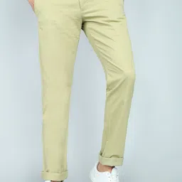 allen solly Men Regular Fit Beige Cotton Blend Trousers-picture-19