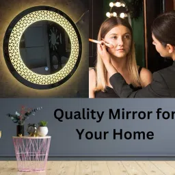 khushi decors 3D Designed Wall Mount Round Blue LED Mirror Light with Sensor (Size: 21"x21") Bathroom Mirror image 4