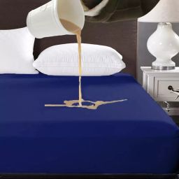 Waterproof 78"x72" cotton fitted king size mattress protector Nevi Blue-image-54
