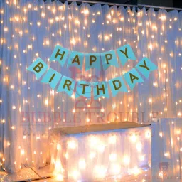 Blue Happy Birthday Banner With Fairy Light Combo (Set of 2) For Birthday Decoration for Boys, Girls, Boyfriend, Girlfriend, Husband,Kids Bday Celebrations,Bunting Tags,Flag Decorative Items Banner Banner-image-1