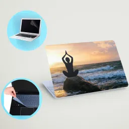 SDM 3in1 laptop skin with track-pad & SCREEN GAURD (surya namaskar) 15.6 inch Vinyl Laptop Skin Compatible for 15.6 inch-image-47