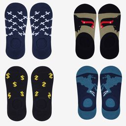 TOFFCRAFT Unisex Pack of 4 Cotton Shoe Liners Socks-21