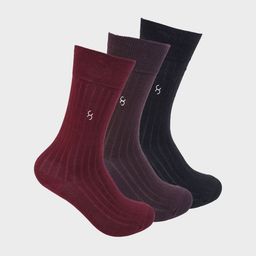 One8 Men Pack Of 3 Mercerized Cotton N9 Anti-Bacterial Calf-Length Socks-36