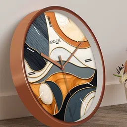 RANDOM White & Brown Printed Contemporary Wall Clock-90