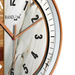 RANDOM White & Brown Colourblocked Contemporary Wall Clock-2