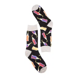 The Tie Hub Patterned Combed Cotton Calf-Length Socks-image-42