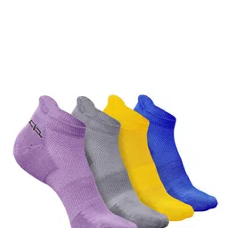 Heelium Men Pack Of 4 Self-Design Breathable Padded Base Ankle-Length Sports Socks-8