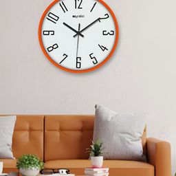 OLIVE TREE Orange & White Contemporary Wall Clock-image-53
