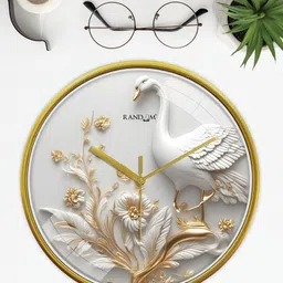 RANDOM Brown & White Printed Contemporary Wall Clock-53