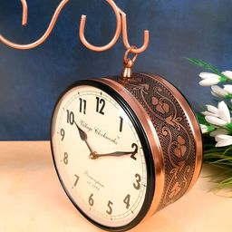 apka mart Brown Textured Vintage Round Wall Clock-2