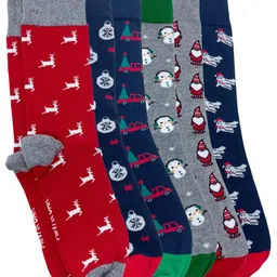 Mint & Oak Men Pack Of 6 Breathable Christmas Patterned Above Ankle-length Socks-38