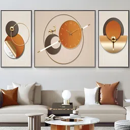 The Art House Brown & Gold-Toned Colourblocked Abstract Shaped Traditional Wall Clock-image-15
