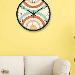 OLIVE TREE Black & Orange Printed Contemporary Wall Clock-image-90
