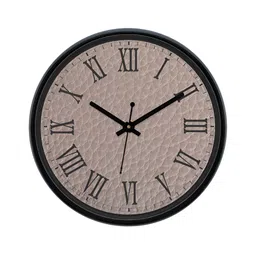Aura Brown & Black Textured Round Analogue Wall Clock-17