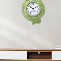 OLIVE TREE Green & White Wooden Traditional Silent Wall Clock-13
