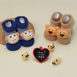Yellow Bee Boys Pack Of 2 Patterned Cotton Ankle-Length Socks-image-43
