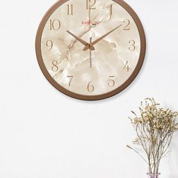 RANDOM Copper-Toned & Gold-Toned Printed Analogue Contemporary Round Wall Clock-35