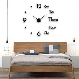 FASTQT Black Round Analogue Contemporary Wall Clock-55