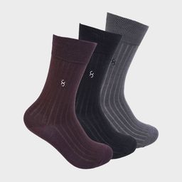 One8 Men Pack Of 3 Cotton Anti-Bacterial Mositure Wicking Calf-Length Socks-59