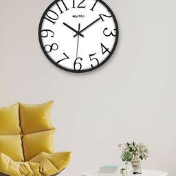 OLIVE TREE Black & White Contemporary Round Wall Clock-23