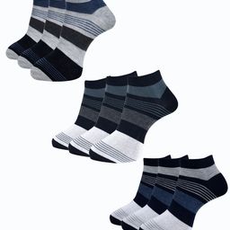 Dollar Socks Men Pack Of 9 Striped Ankle-Length Socks-23