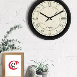 eCraftIndia Beige & Black Printed Contemporary Analogue Wall Clock-17
